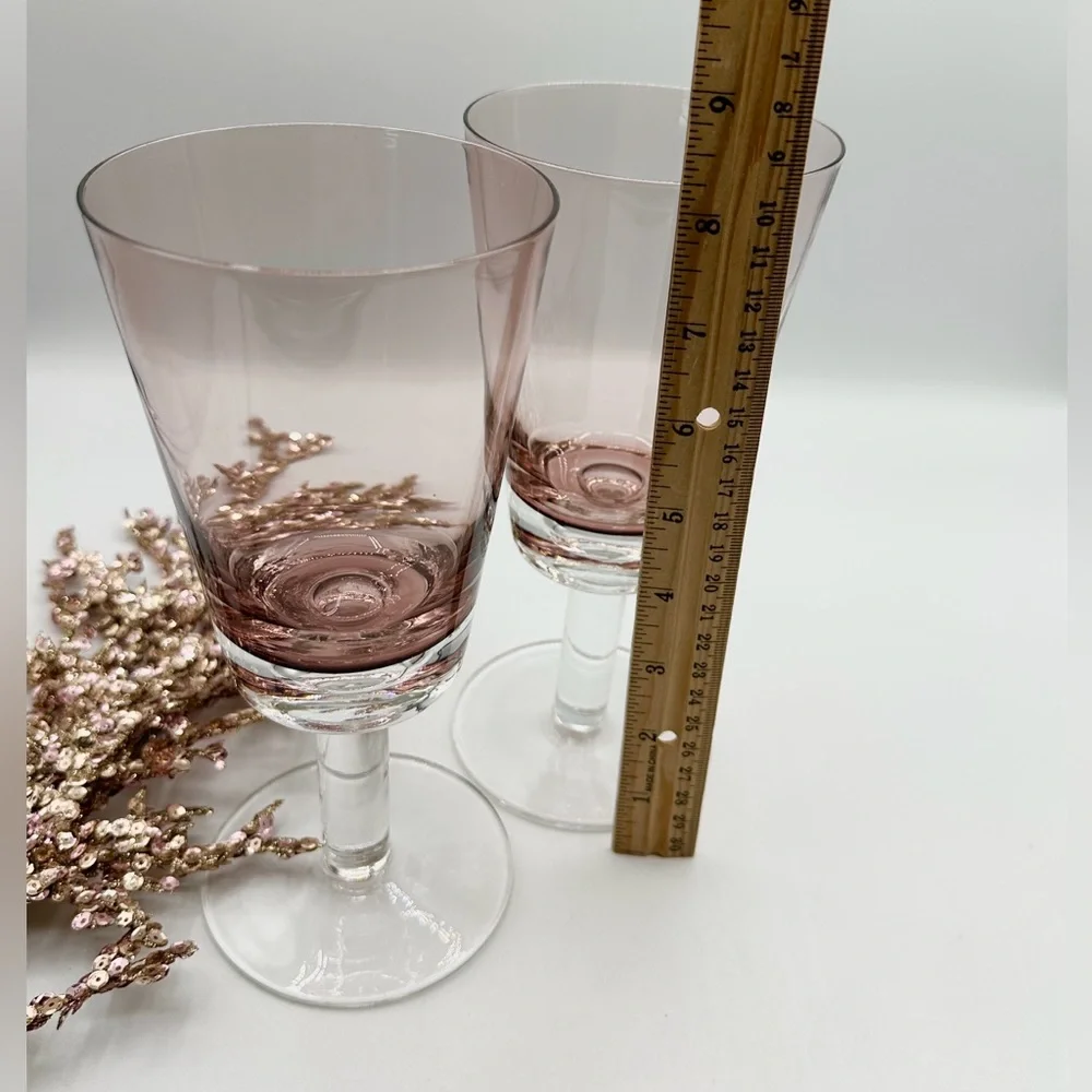 2 Crate & Barrel Amethyst Glasses. Bit of Pink and Purple Tones